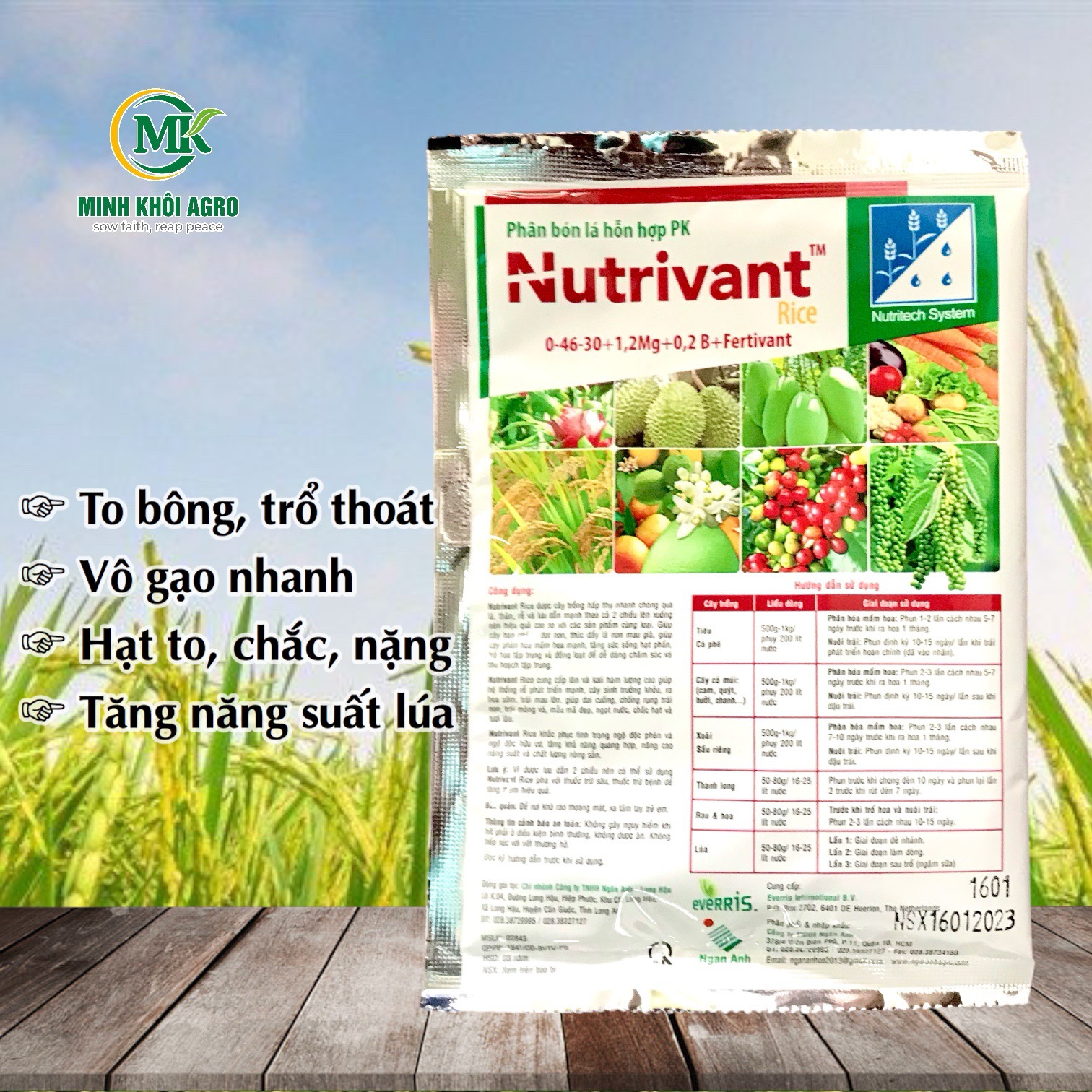 Phân bón lá Nutrivant Rice - Gói 50g